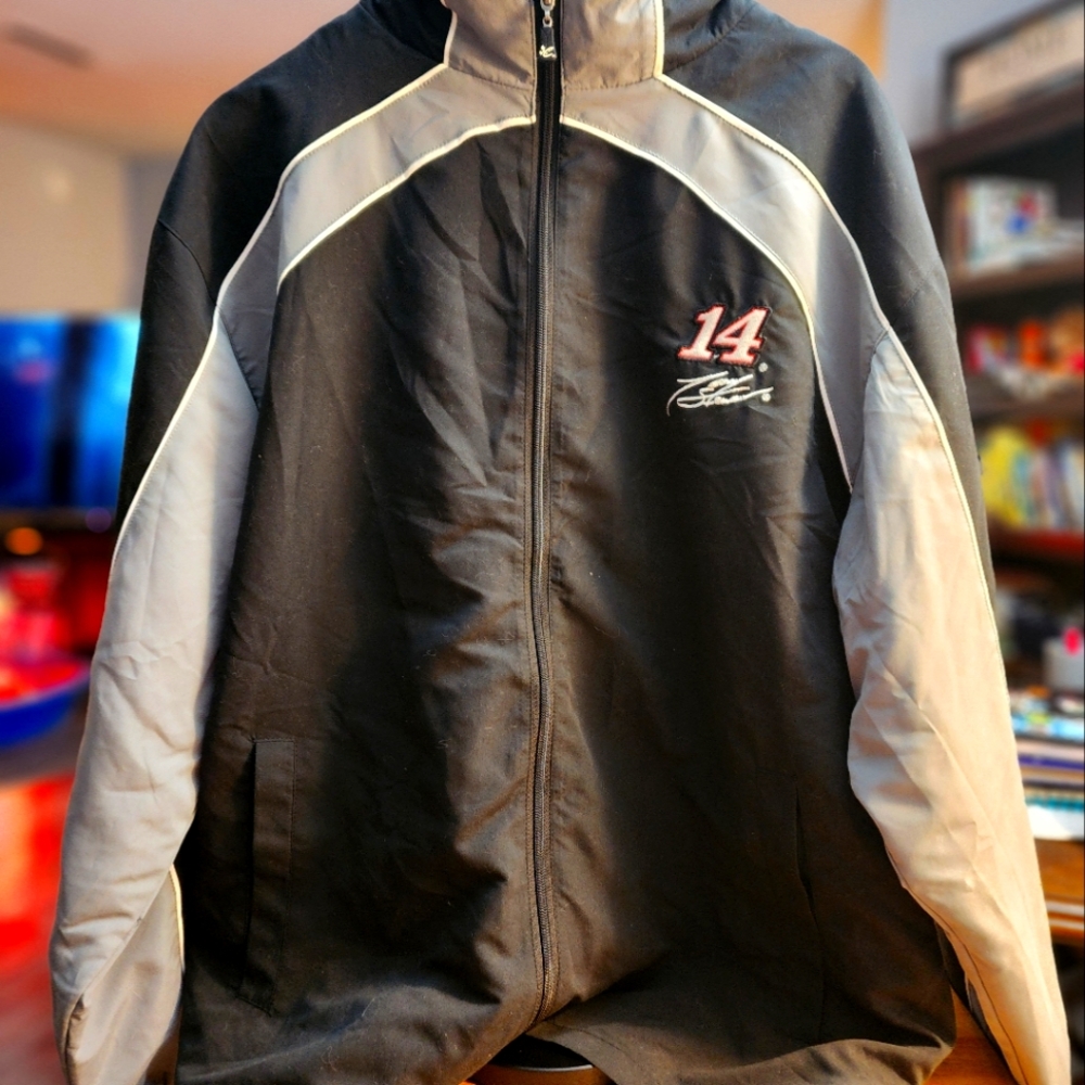 Nascar Tony Stewart Black and Gray Men's Jacket Size L